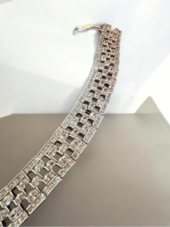 Hollywood Glamour Vintage 925 Silver Art Deco Bracelet - Picture 4 of 10